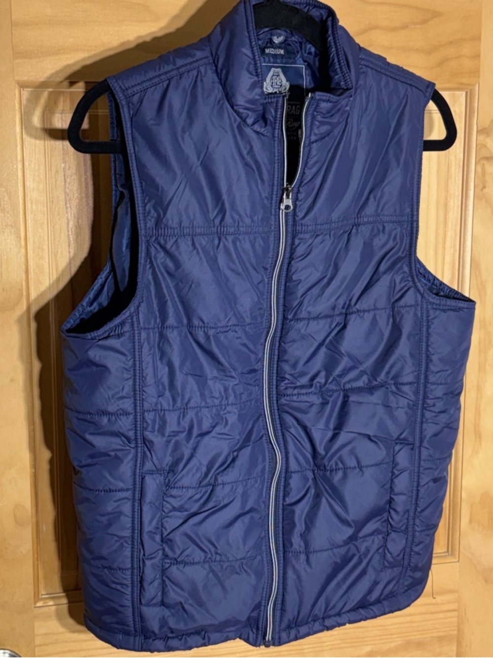 American Rag Navy puffer Vest with animal friendly cotton filling- No down